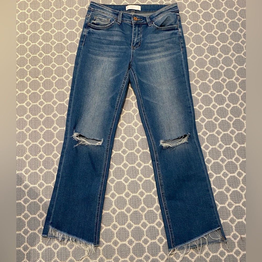 VERVET mid rise cropped ripped jeans